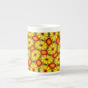 Golden Flowers Pattern Bone China Mug