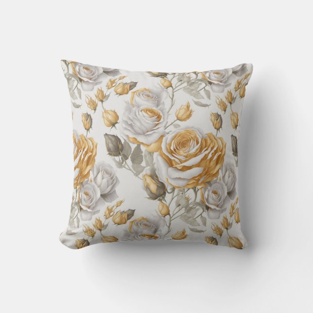 Golden Flowers Pattern Cushion (Front)