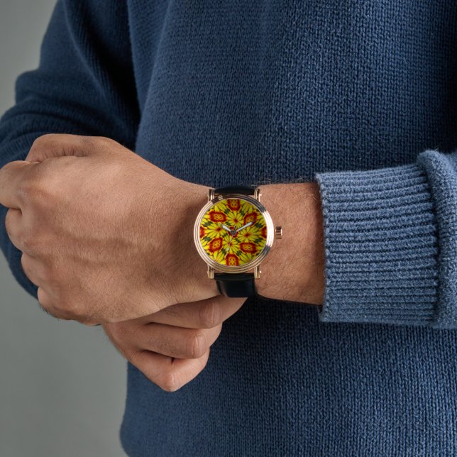 Golden Flowers Pattern Watch (Wrist)