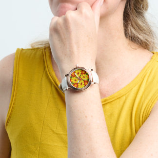 Golden Flowers Pattern Watch