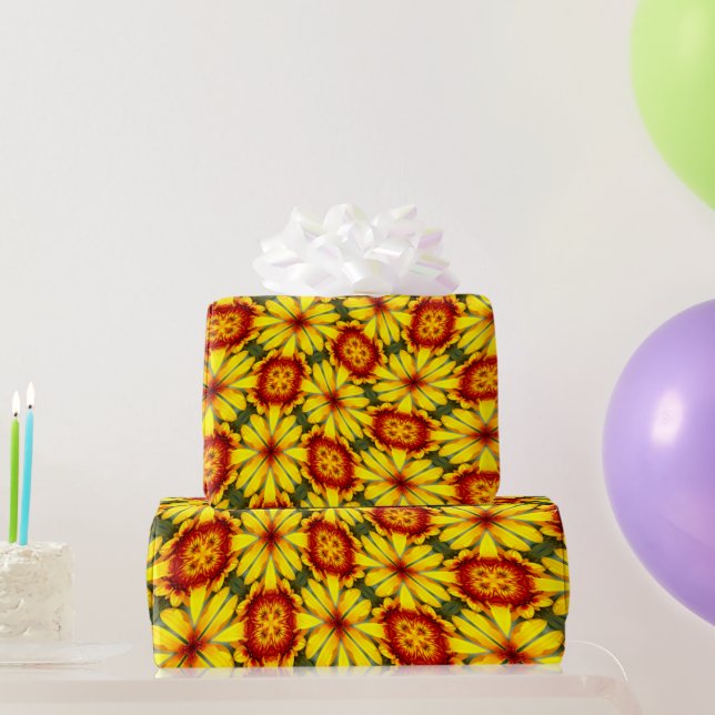 Golden Flowers Pattern Wrapping Paper (Party Gifts)