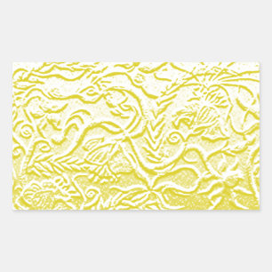 Golden flowers rectangular sticker