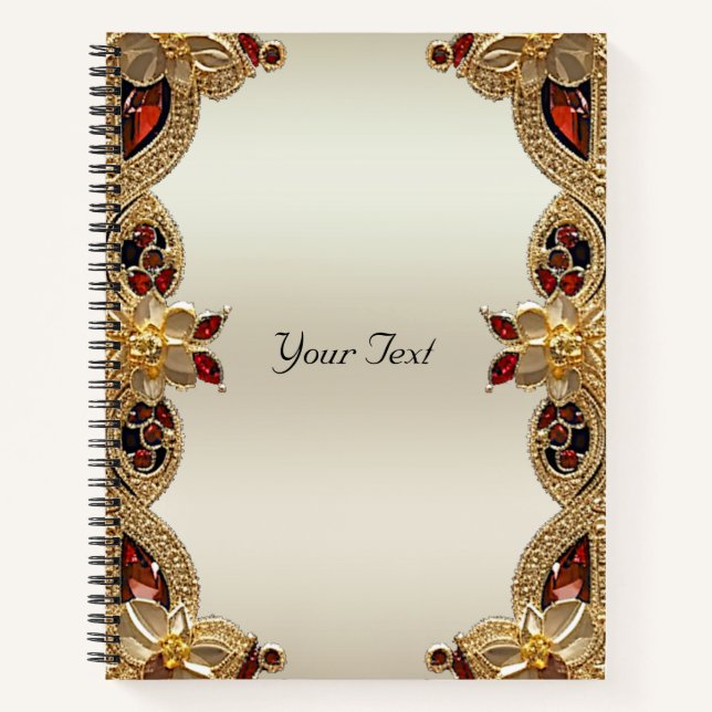 Golden Flowers Red Gemstone Notebook (Front)