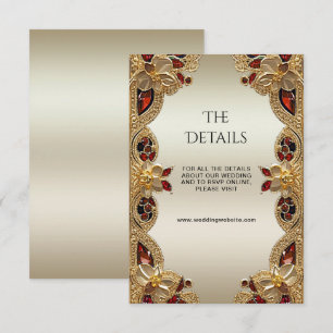 Golden Flowers Red Gemstone Splendour Detail Enclosure Card