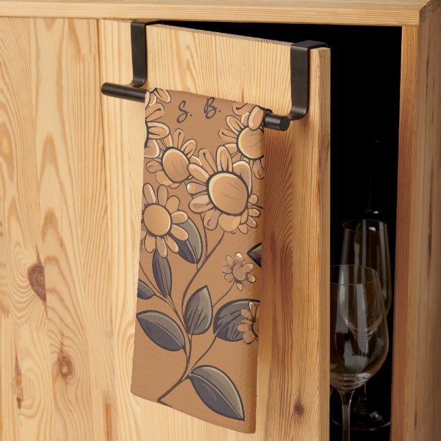 Golden Flowers Tea Towel (Thirds Fold)