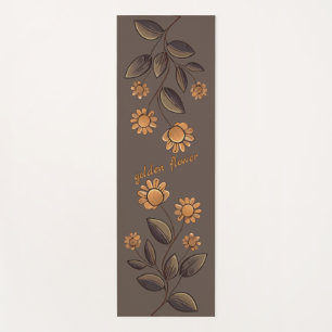 Golden Flowers Yoga Mat