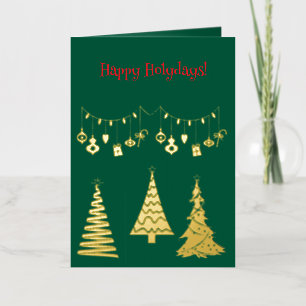 Golden Foil Christmas Trees Simple Elegant  Foil Greeting Card