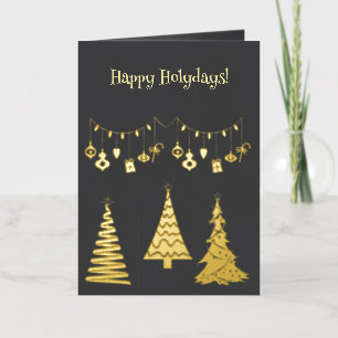 Golden Foil Christmas Trees Simple Elegant Foil Greeting Card