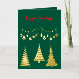 Golden Foil Christmas Trees Simple Elegant Greeting Card