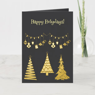 Golden Foil Christmas Trees Simple Elegant  Greeting Card