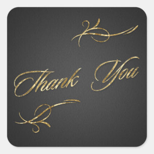 Golden foil effect Thank You Square Sticker