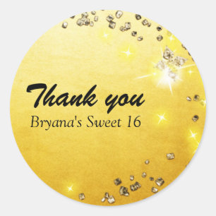 Golden Foil Gems Sparkle Party Favour Sticker