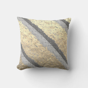 Golden Foil Grey Sparkling Glittering Elegant Cool Cushion