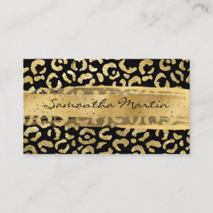 Golden Foil Leopard Gold Brush Stroke Business Card