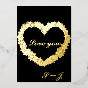 Golden foil love you card