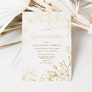 Golden Foil Roses Gold Leaf Quinceanera Party