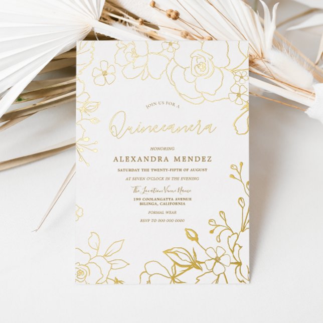 Golden Foil Roses Gold Leaf Quinceanera Party (Creator Uploaded)