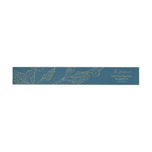 Golden Foil Winter Berries Wrap Around Label (Individual)