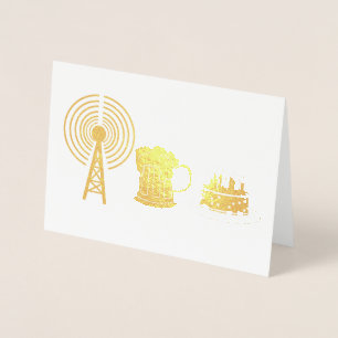 Golden Foiled Ham Radio Birthday Card