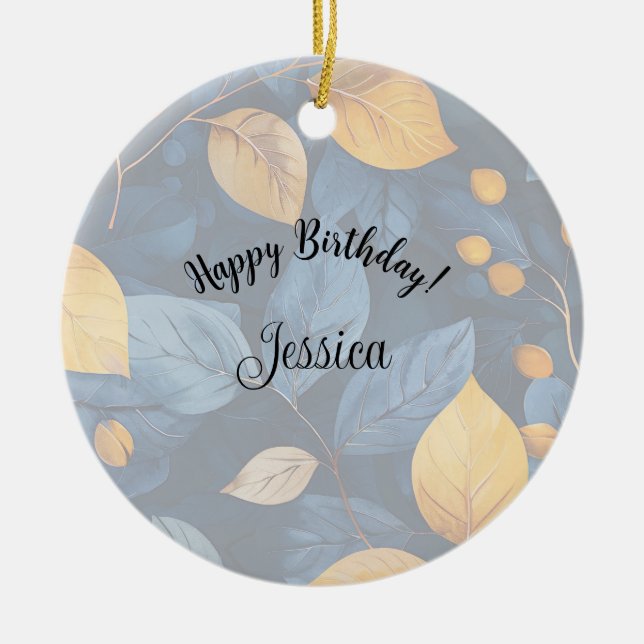 Golden Foliage Dreams Autumn Nature Beauty Ceramic Ornament (Front)