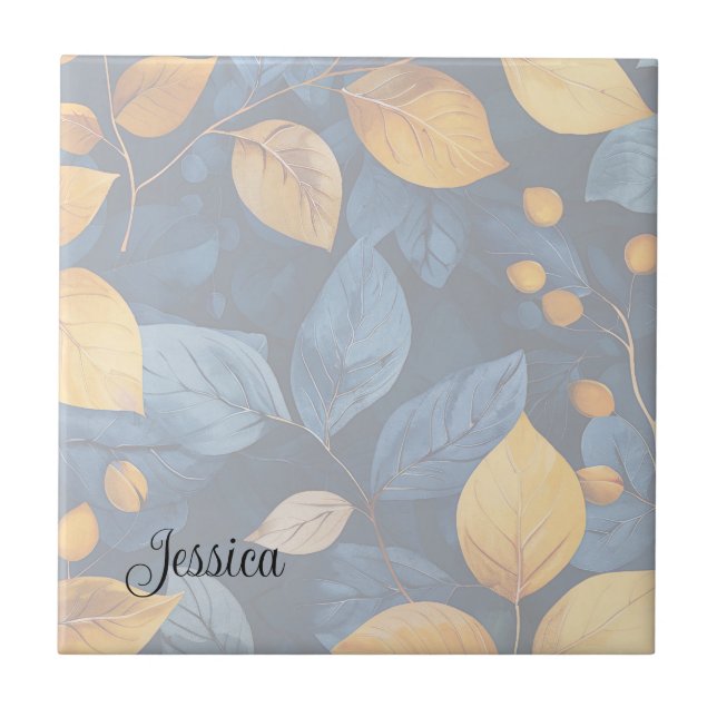 Golden Foliage Dreams Autumn Nature Beauty Ceramic Tile (Front)