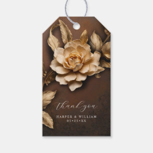 Golden foliage ornated thank you gift tags