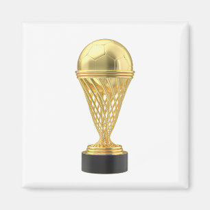 Golden football trophy cup magnet