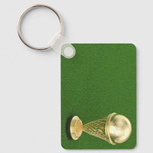 Golden football trophy key ring