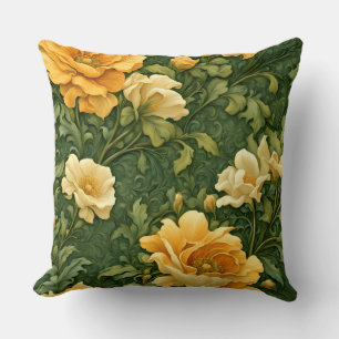 Golden Foral Tapestry Cushion