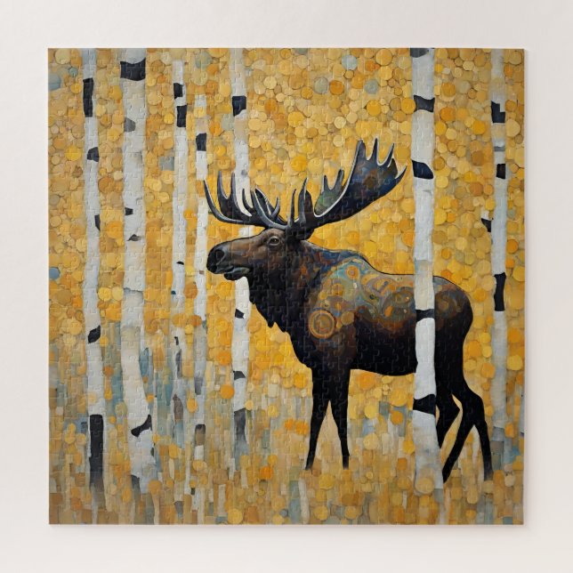 Golden Forest Moose Puzzle (Vertical)