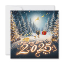 Golden Forest New Year 2025 Greeting Card