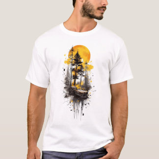 Golden Forest Sunset Graphic T-Shirt | Nature Aest