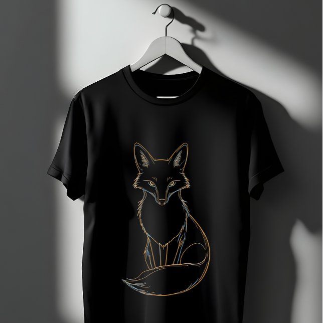 Golden Fox Line Art – Elegant Animal Design T-Shirt (Creator Uploaded)