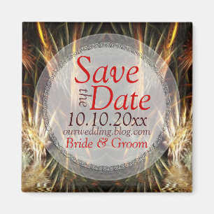Golden Fractal Art Save the Date Magnet