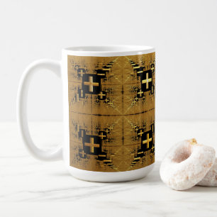 Golden Fractal Crosses Coffee Mug