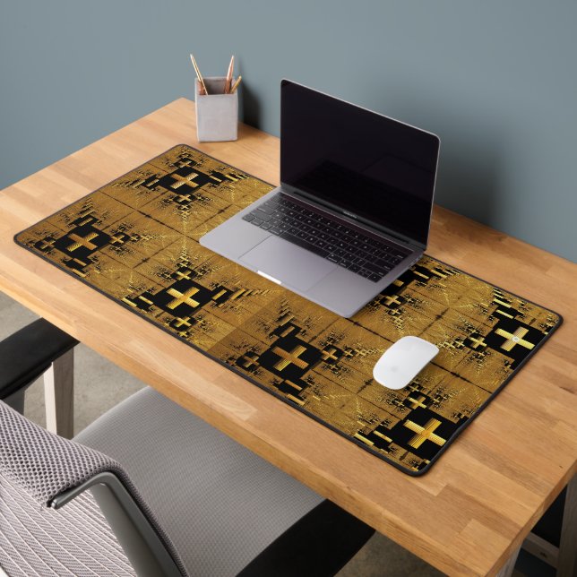 Golden Fractal Crosses  Desk Mat (Office 2)