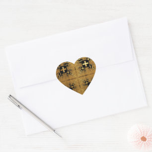 Golden Fractal Crosses Heart Sticker