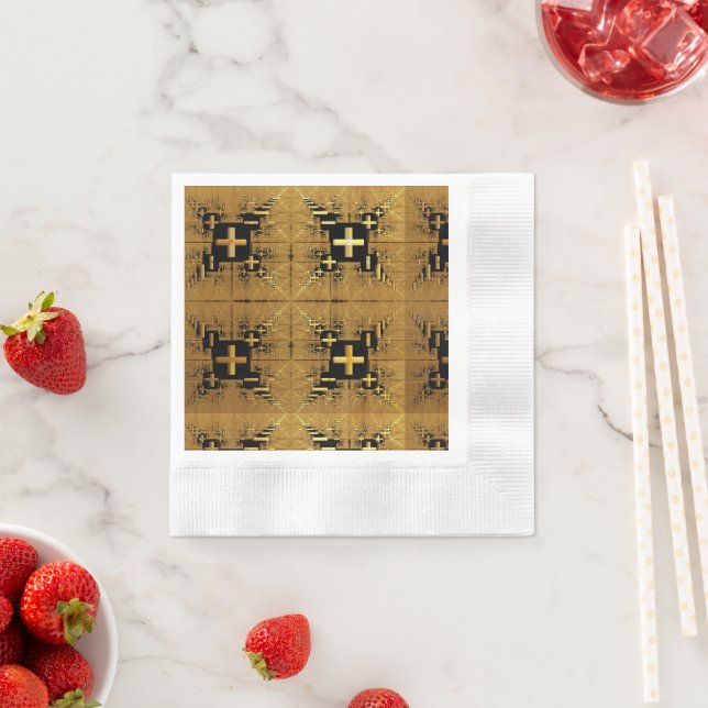 Golden Fractal Crosses  Napkin (Insitu)