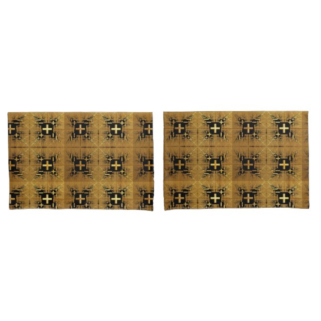 Golden Fractal Crosses Pillowcase (Front-Set)