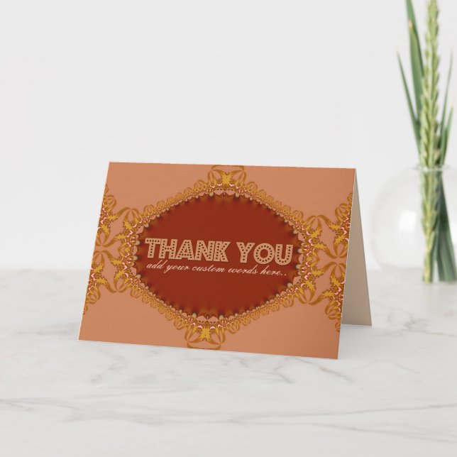 Golden Fractal Lace Custom Thank You Card (Front)