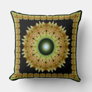 Golden fractal ornament mandala cushion