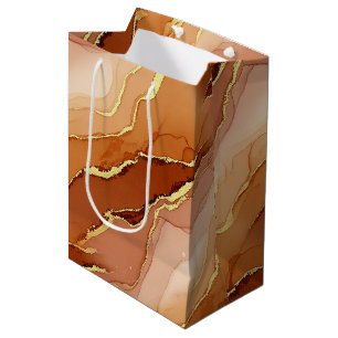 Golden Fracture Marble Earth Tone Fluid Medium Gift Bag