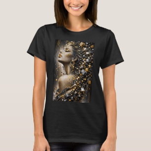 Golden Fragmented Muse Luxury 3D Micro Mosaic T-Shirt