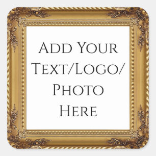 Golden Frame Business / Event / Craft Square Sticker