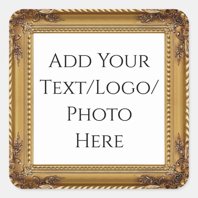 Golden Frame Business / Event / Craft Square Sticker (Front)