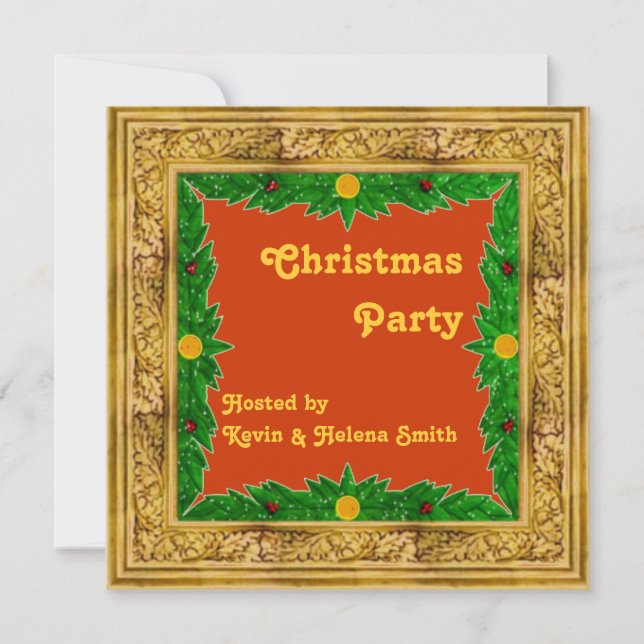 Golden Frame Christmas Party Invitation (Front)