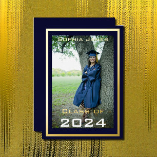 Golden   frame - class of 2024  foil invitation