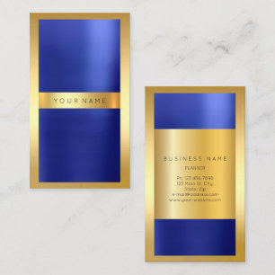 Golden Frame Cobalt Metallic  Indigo Blue Vertical Business Card