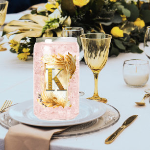 Golden Frame Decorative Monogram K Can Glass