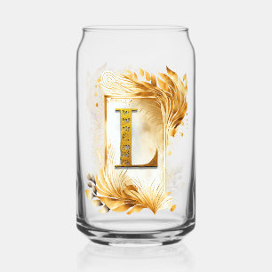 Golden Frame Decorative Monogram L Can Glass